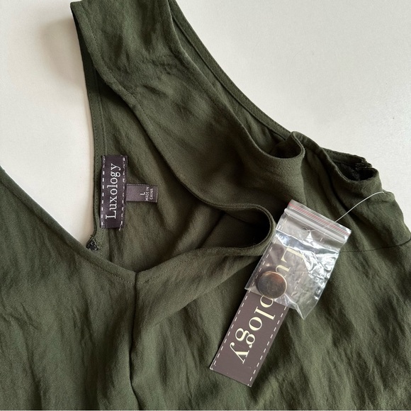 Luxology Army Green Button Dress Sleeveless Size L - Picture 3 of 5